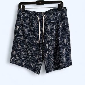 Berkley Jensen Shorts Mens Medium Black Swim Trunk Nautical 2021